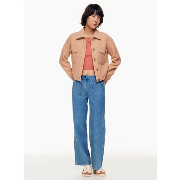 Aritzia Wilfred Free Autumn Shirt Jacket Womens Size XXL 2X Beige Tan 100% Wool - Picture 11 of 16